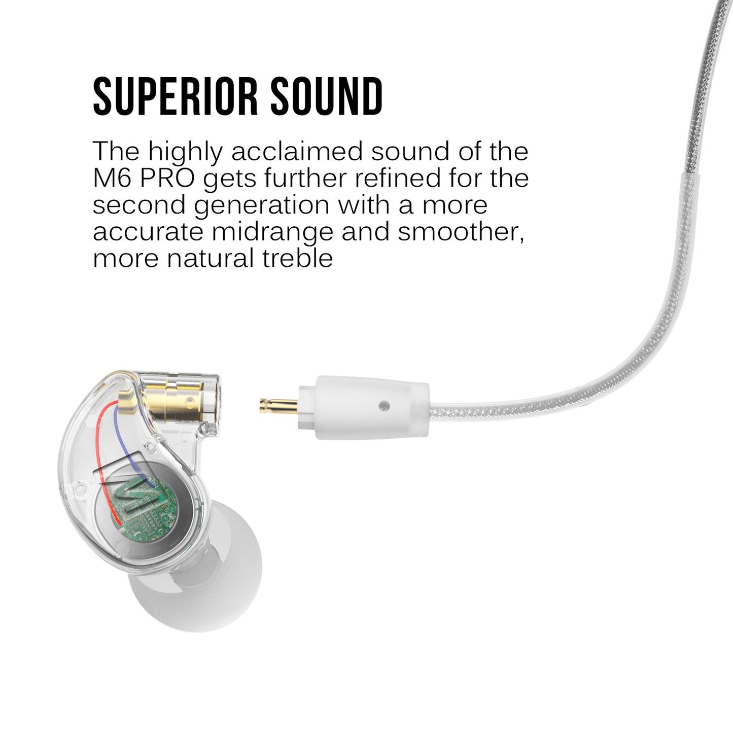 Auriculares de Monitor MEE audio M6 Pro Transparente Sonido Mejorado para Músicos