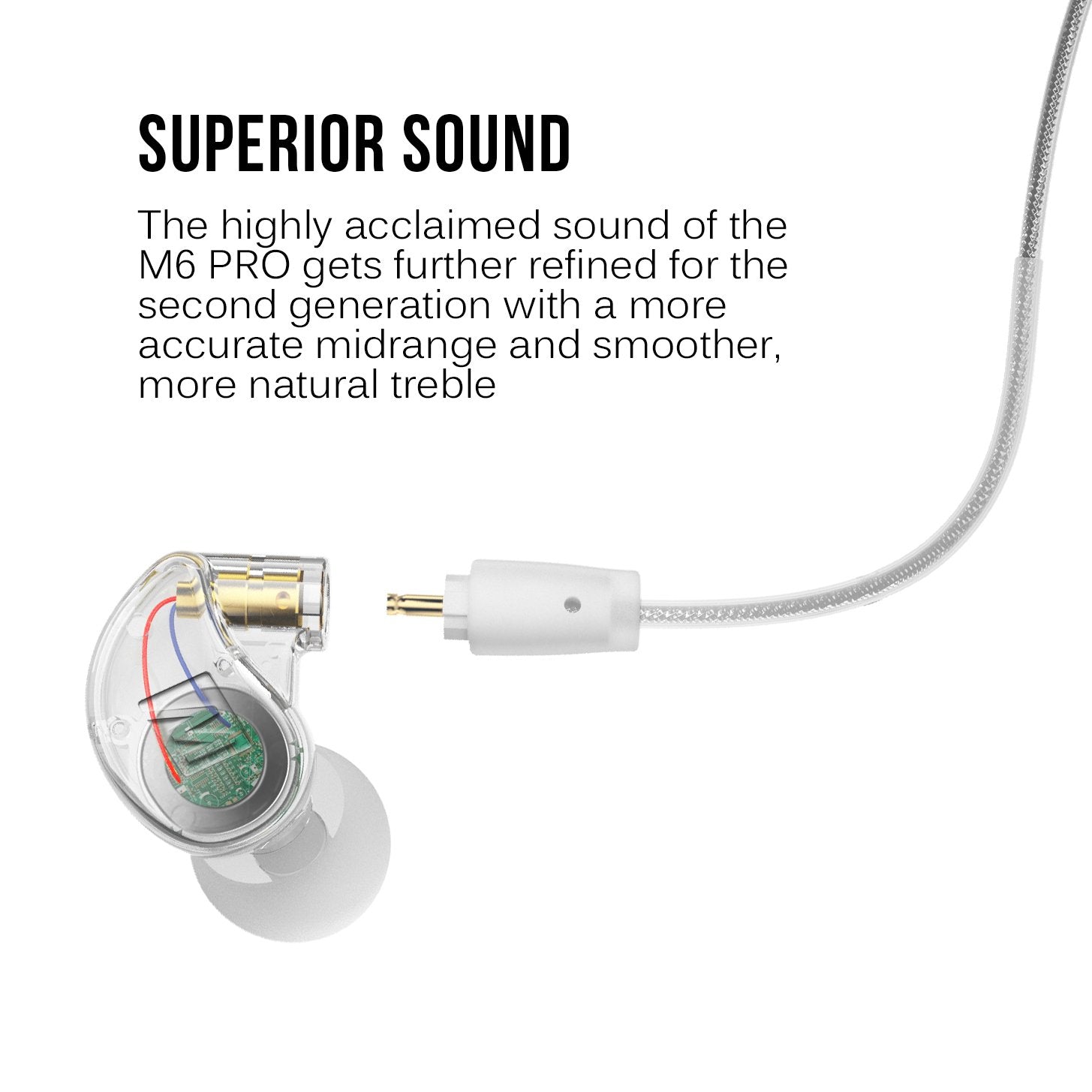 Auriculares de Monitor MEE audio M6 Pro Transparente Sonido Mejorado para Músicos