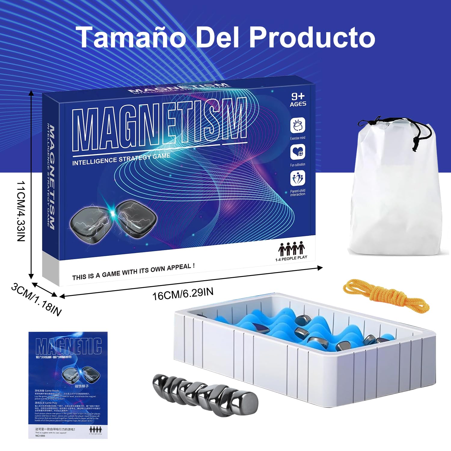 KCHOOH Juego de Ajedrez Magnético,Juegos de Mesa,Juego de Ajedrez Magnético Portátil, Magnetic Chess GameJuego de Mesa para Fiesta Familiar, Juego Cuerda