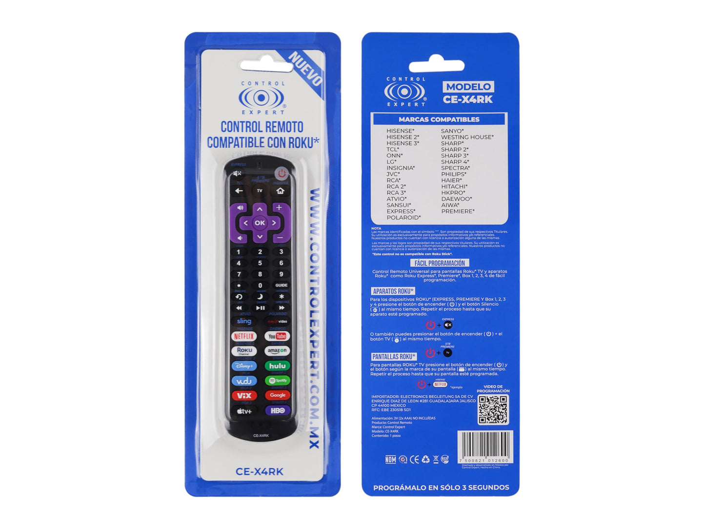 CONTROL EXPERT Control Compatible con Roku TV TCL LG Hisense Sharp Philps