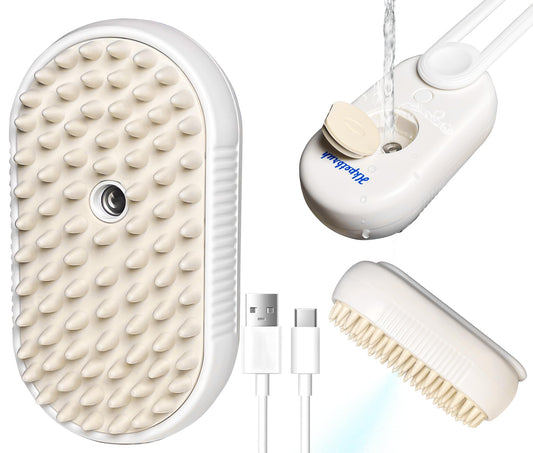 Hkpetbruh Cepillo De Aseo De Vapor Para Gatos Y Perros - Herramienta De Spa Para Mascotas Fácil De Limpiar Con Cepillo De Agua Y Tecnología De Depilación