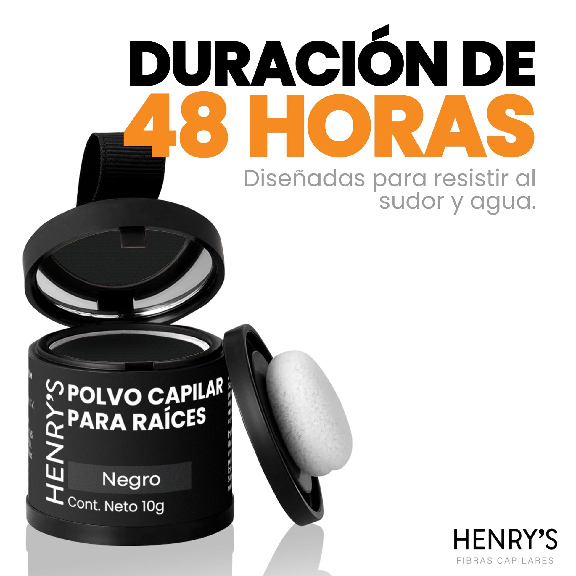 Henrys Polvo para Retocar Raíces Negro, Rellena Zonas Escasas, Define la Línea del Cabello y Cubre el Crecimiento de Raíces al Instante y en Cualquier Momento, Fibras Capilares Hairline Powder. Calvicie, Caida de Cabello o falta de Volumen para Mujer y Ho
