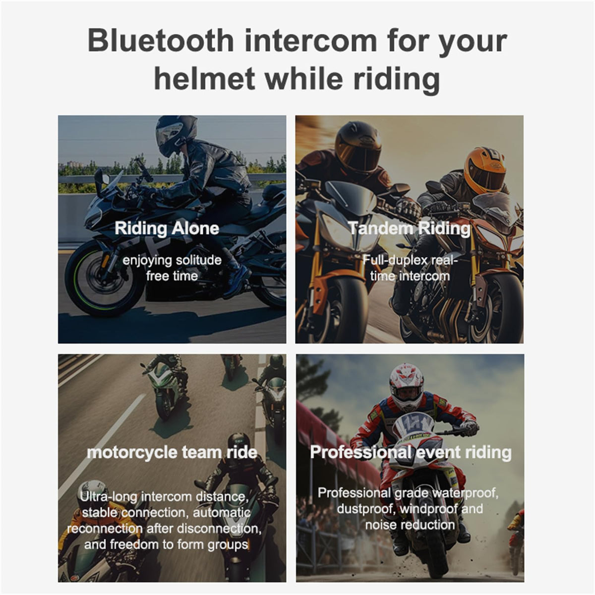 Auricular Bluetooth para Casco de Motocicleta iSunergy Mesh 3.0 Negro con Cancelación de Ruido CVC, Impermeable IP67 y Compatibilidad para 6 Pilotos