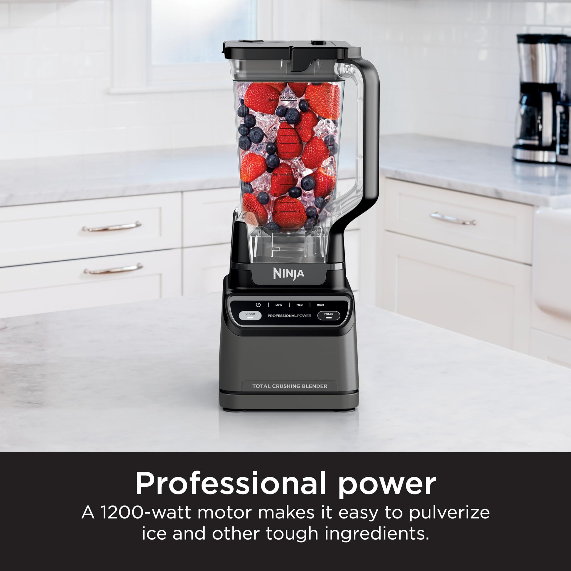 Ninja BR201AMZ - Licuadora profesional 2.0, 1200 vatios, programa Auto-iQ, cuchillas Total Crushing, 2.1 litros (72 onzas) Jarra de 4 velocidades manuales para batidos, licuados y bebidas congeladas,