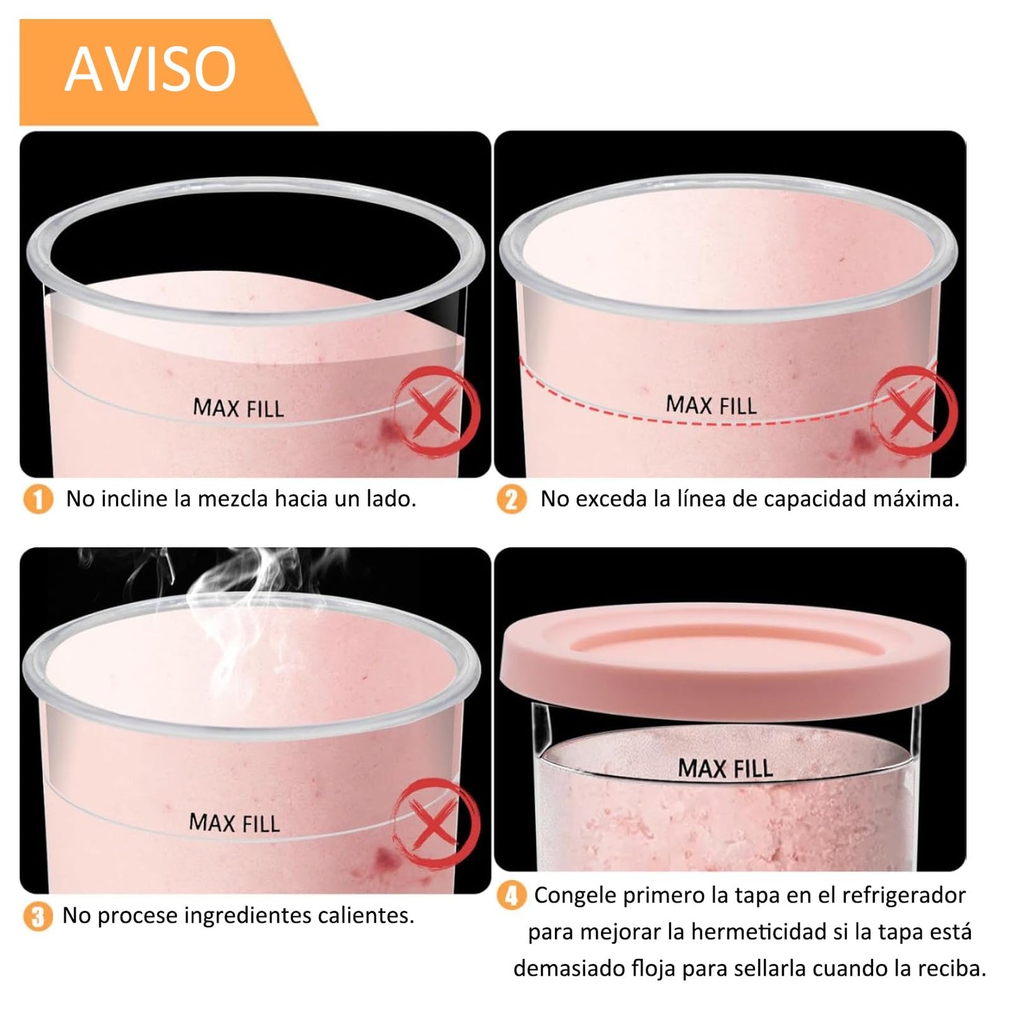 Recipientes de Repuesto Ninja Creami para Pintas y Tapas Sellados Colores