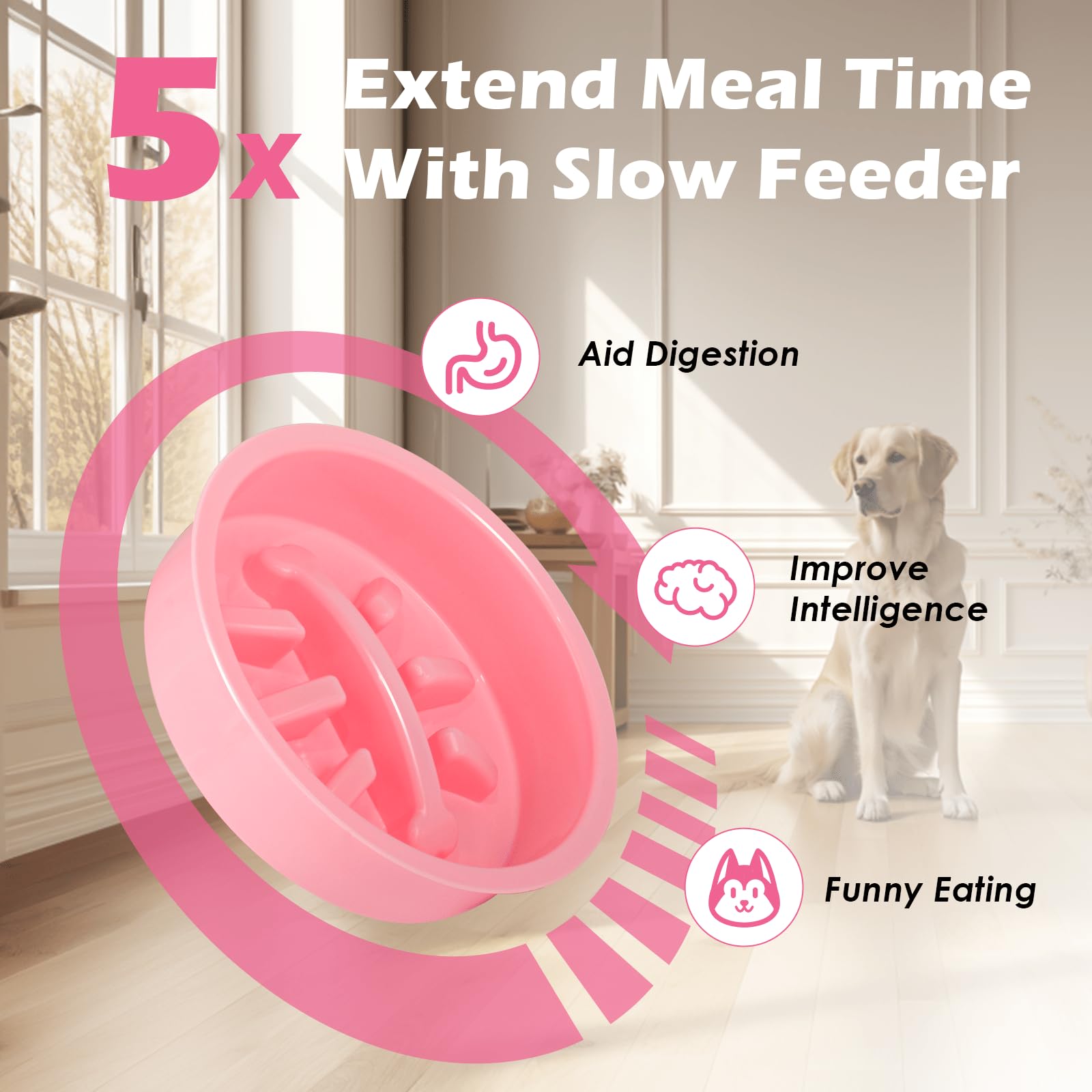 Cuencos Elevados SHAINFUN Rosa con Soporte Ajustable y 2 Cuencos de Acero Inoxidable para Perros Grandes, Medianos y Pequeños