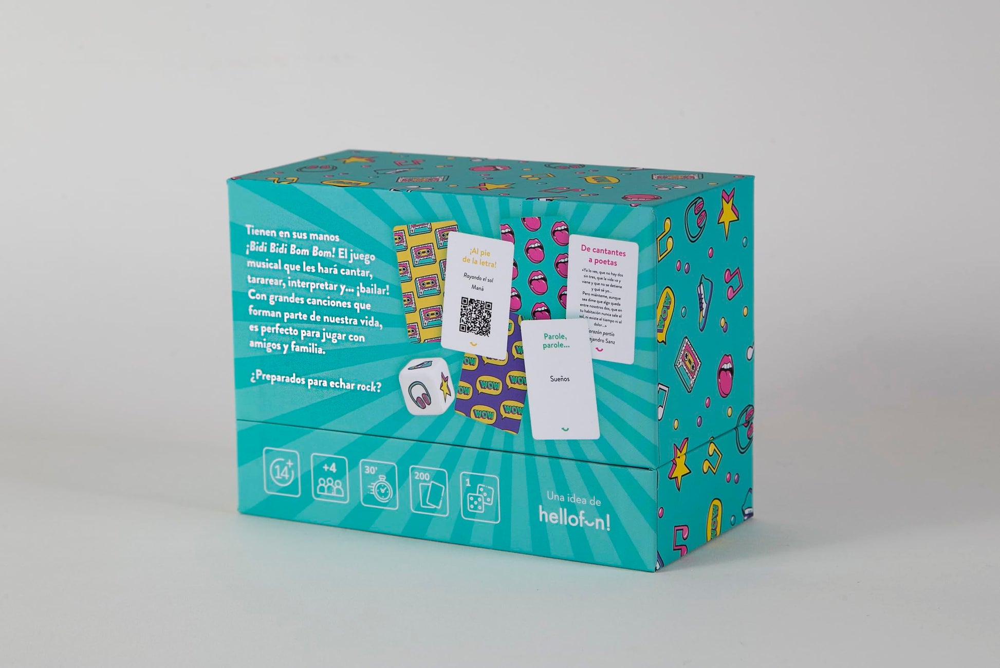 Hellofun! Bidi Bidi Bom Bom, el Juego de Mesa y Regalo Perfecto para los Amantes de la música: ¡Casi 200 Pruebas para Poner a Prueba tu Talento!