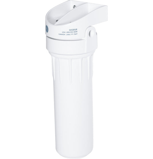 GE - Sistema de filtro de agua para todo el hogar | Sistema de filtración de agua reduce el plomo, el amianto y más | Kit de instalación y accesorios incluidos | Reemplazar filtros (FXUTC, FXULC, FXUVC) cada 6 meses | GX1S01R, 15 x 15.5 x 17 pulgadas