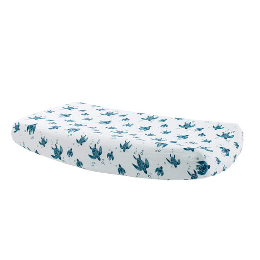 Bebe au Lait Oh So Soft Muslin Changing Pad Cover, Sea Turtles
