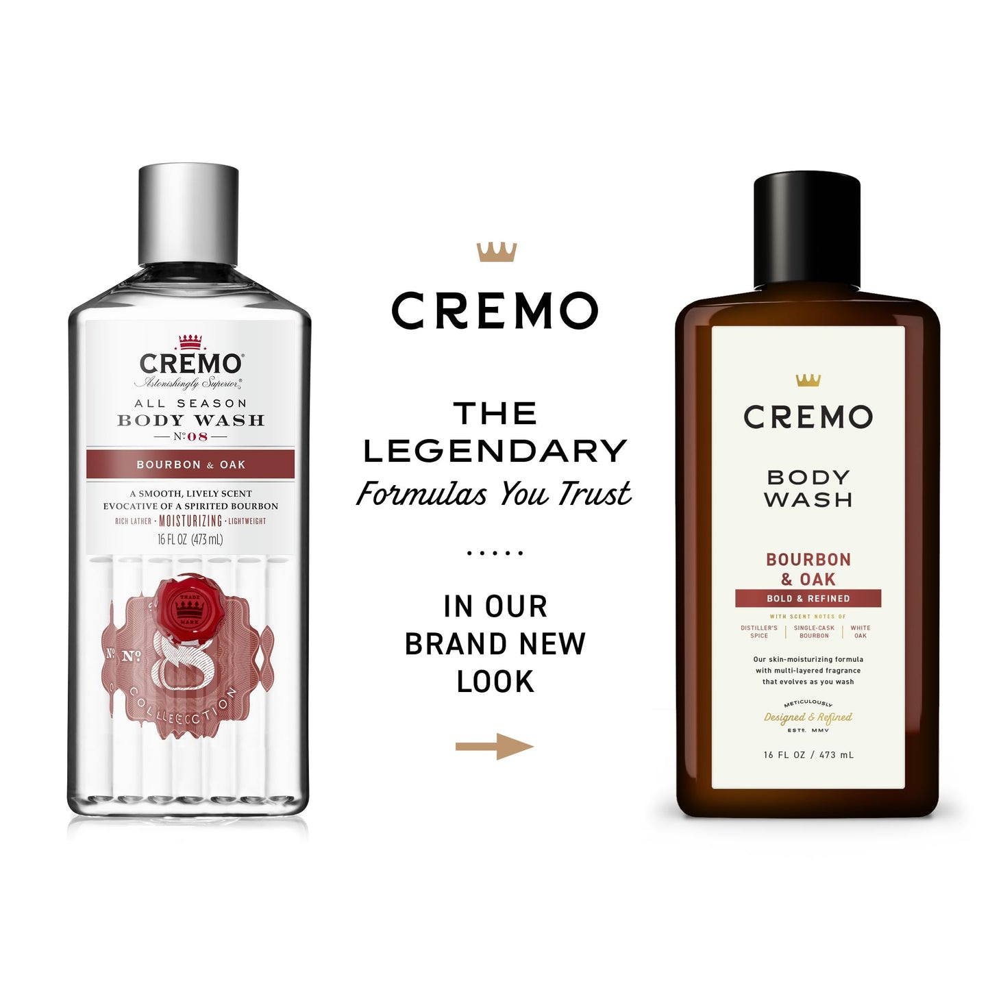 Cremo All Season Body Wash, Bourbon & Oak, 16 oz. 2-pack