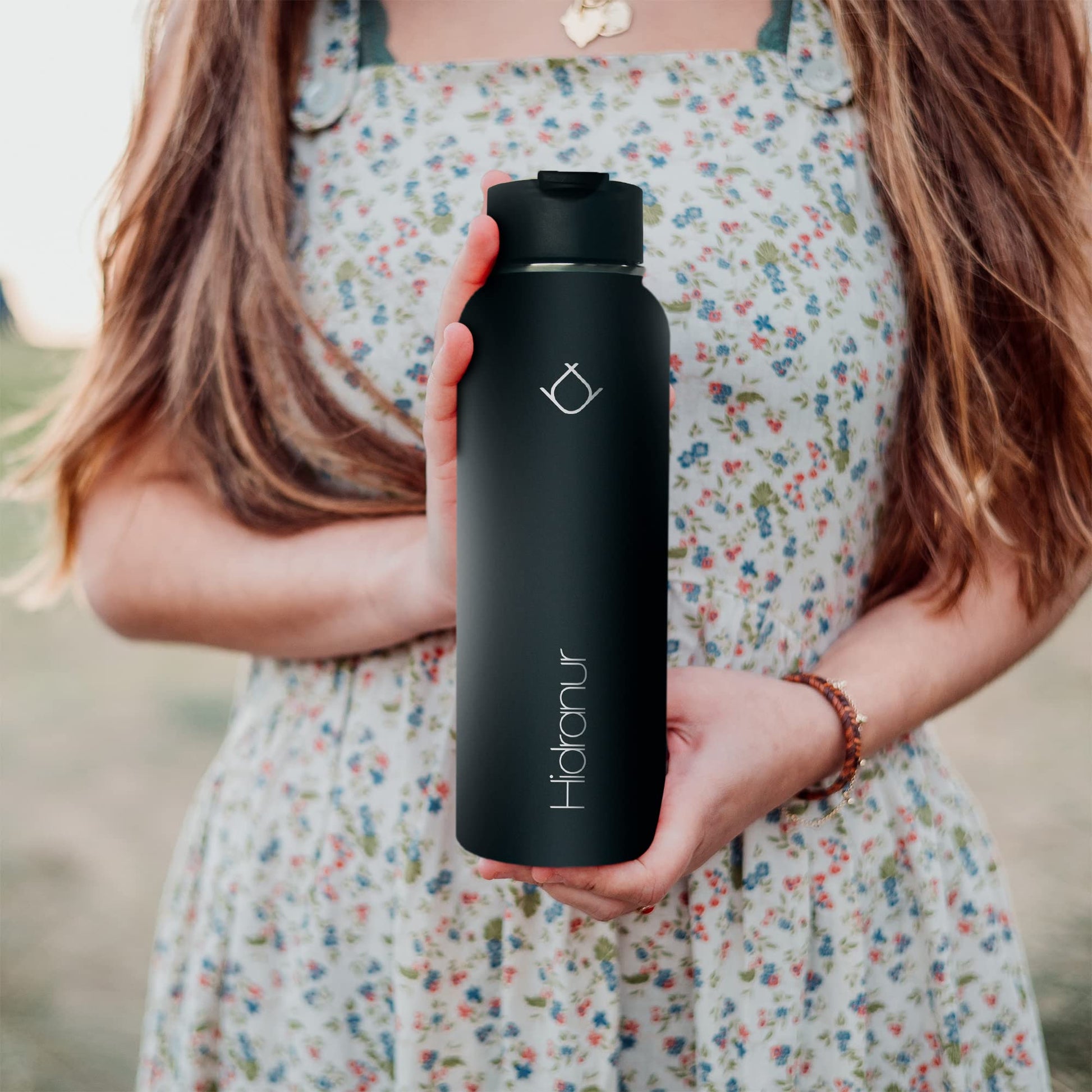 Hidranur Termo de Acero Inoxidable Doble Aislamiento Térmico, Termo Para Café 32 oz (946.35 ml), 3 Tapas Herméticas, 2 Popotes, 24 Hrs de Agua Caliente y Fría (Negro, 32 Oz (946.35 ml))