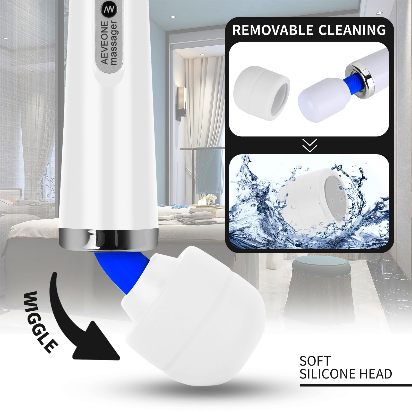 AEVEONE masajeador eléctrico de mano potente con cable, fuerte masaje personal para recuperación deportiva, dolor muscular, dolor corporal (blanco-US)