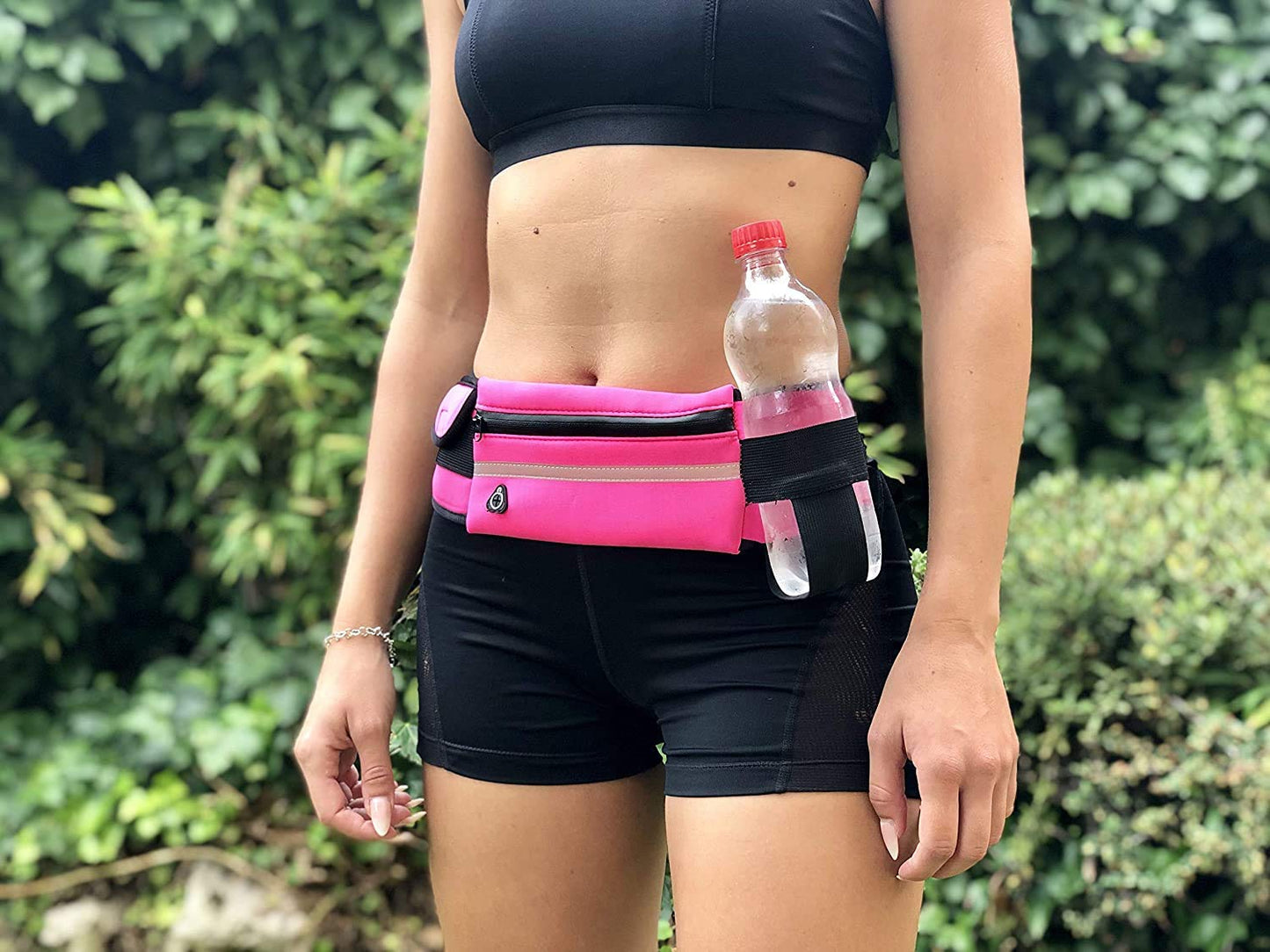 Cangurera Deportiva Riñonera Reflectante Unisex Negra con Correa Ajustable para Running y Seguridad de Accesorios