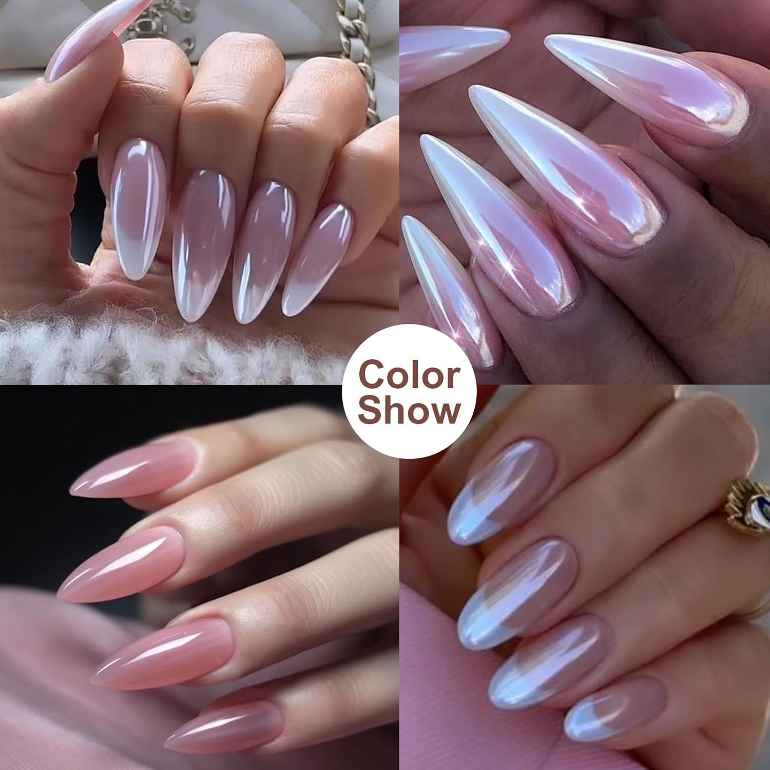 LONEOURS Polvo Uñas Brillo Cromo Efecto Espejo | SHIMMER CROMO - 2 Tarros