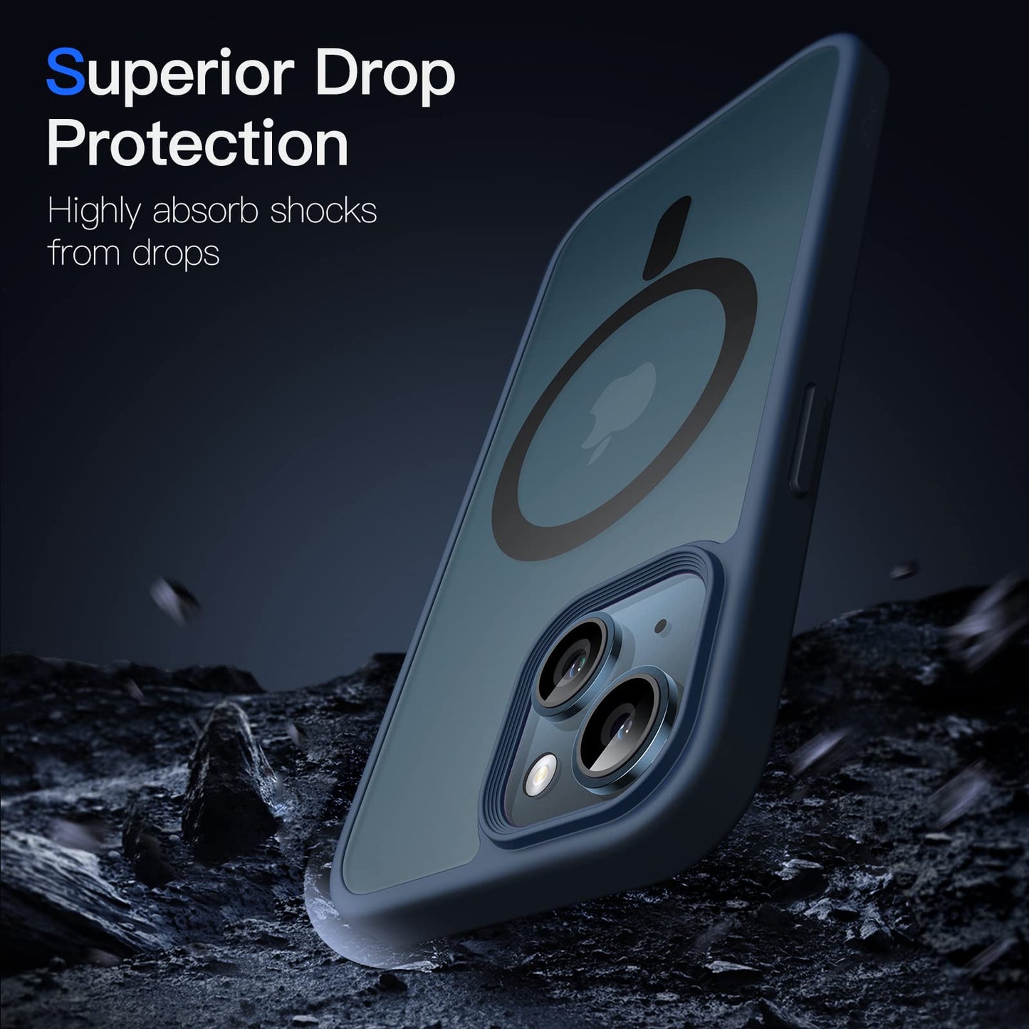 JETech Funda Magnética para iPhone 13 6.1 Pulgadas Compatible con MagSafe, Carcasa Translúcida Mate Trasera Fina Antigolpes (Azul Tormenta)
