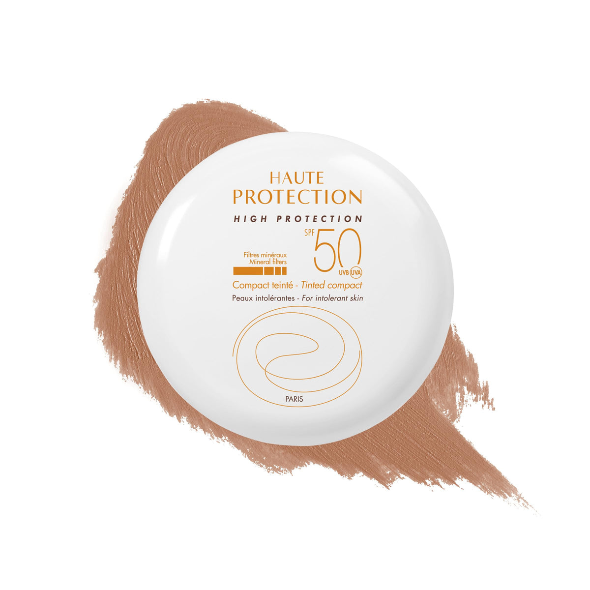 Eau Thermale Avene Compacto tintado de alta protección, amplio espectro SPF 50+, protección UVA/UVB azul, resistente al agua, no graso, 0.35 onzas, Honey, 8.5 g