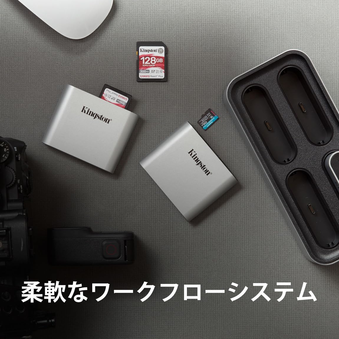 Lector USB 3.2 Gen1 Kingston Workflow USB-A y USB-C minihub