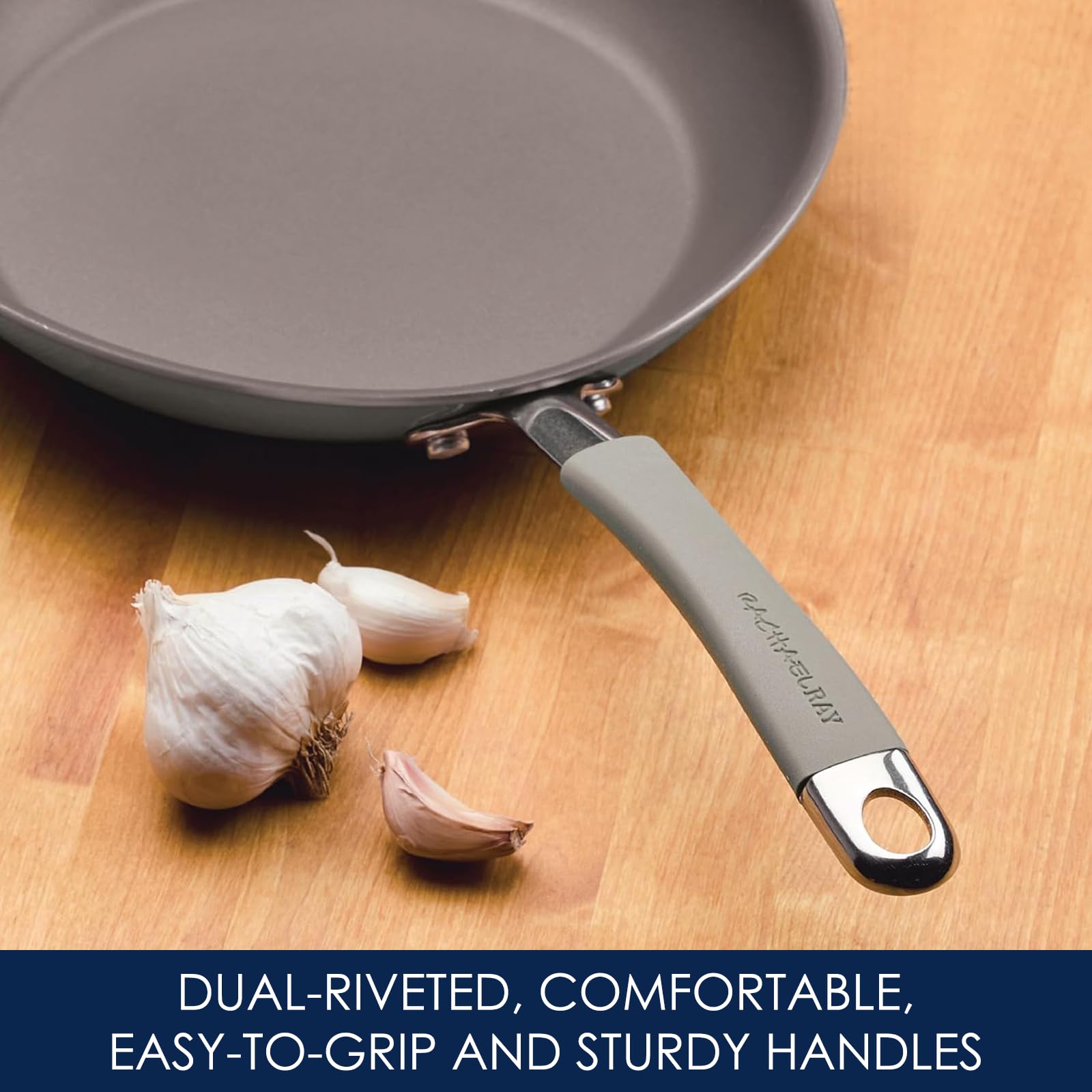 Juego de Cocina Antiadherente de Porcelana Esmaltada Dura Rachael Ray Sea Salt Gray 12 Piezas