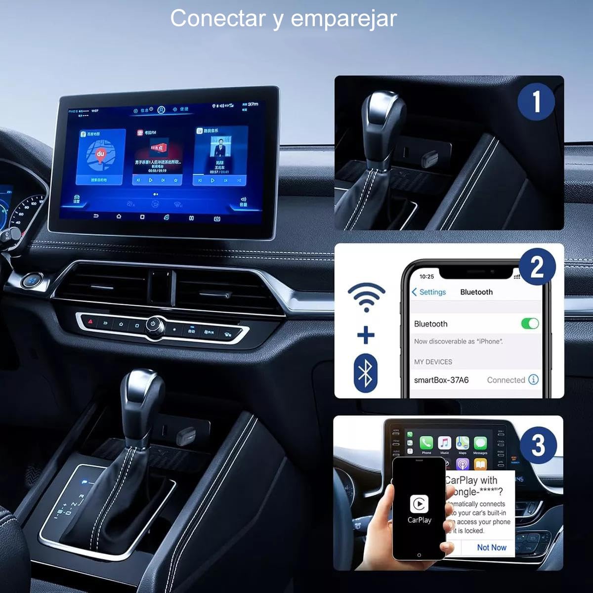 Adaptador Inalámbrico ZOKNGB 2 En 1 para CarPlay/Android Auto Conecta Fácilmente en Automóviles