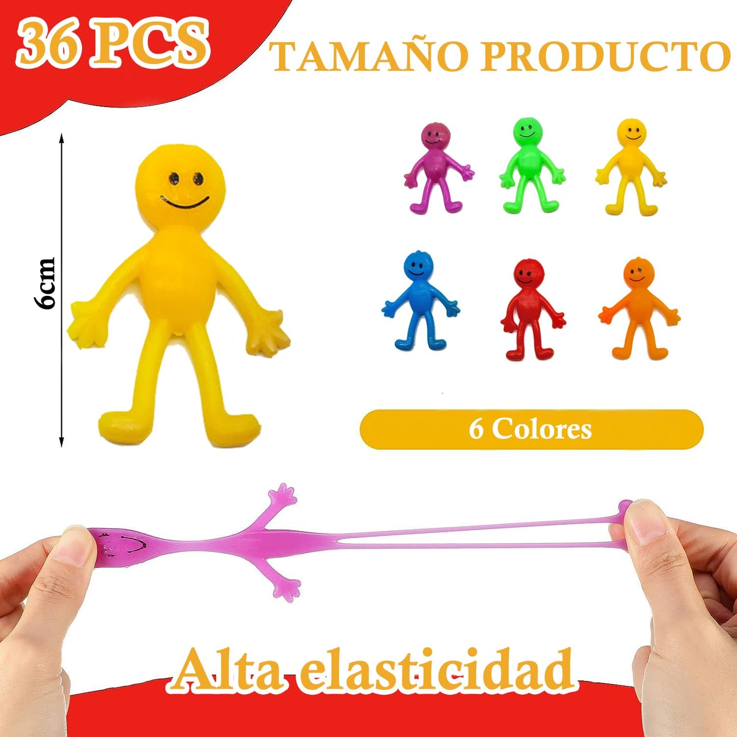 Juguetes Elásticos Bendable Man Colores Divertidos Paquete de 36 Sensoriales para Fiestas Infantiles