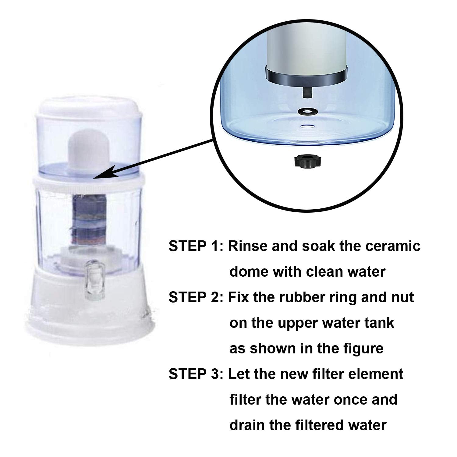 Huining - Filtro de agua de cúpula de cerámica, filtro de repuesto para unidad de prefiltración de agua, reemplazo de medios de filtro de 0,15 a 0,5 micras para sistema de filtración de cubeta de agua