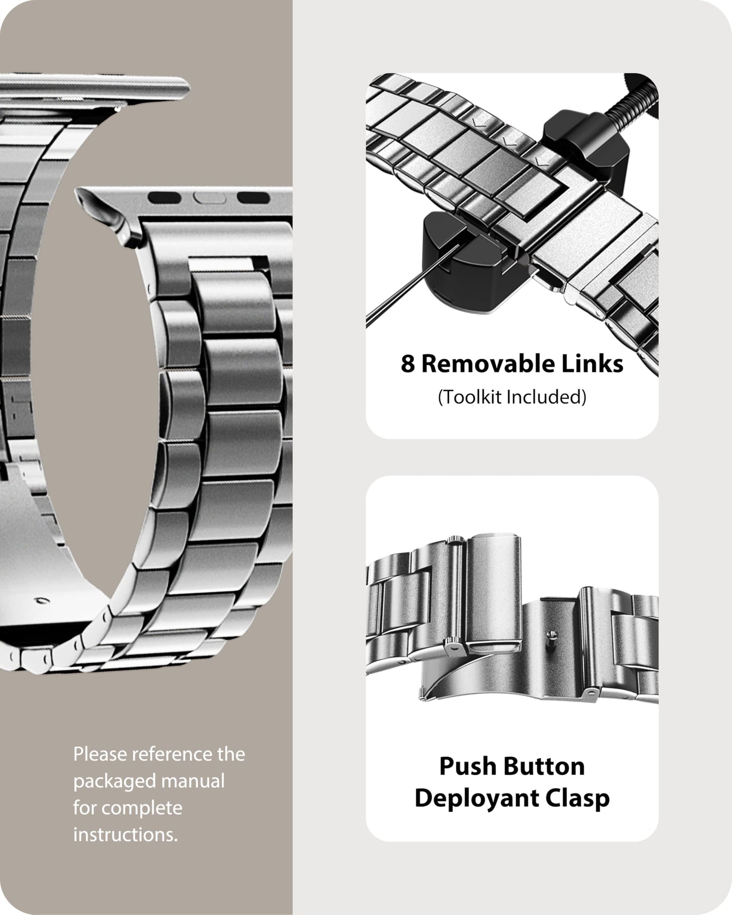 Fullmosa Correa Compatible Con Apple Watch 40mm 42mm（Series 10) 38mm 41mm,Pulsera Acero Inoxidable con Case Para iWatch SE/Series 10/9/8/7/6/5/4/3/2/1,40mm 38mm 41mm Plata