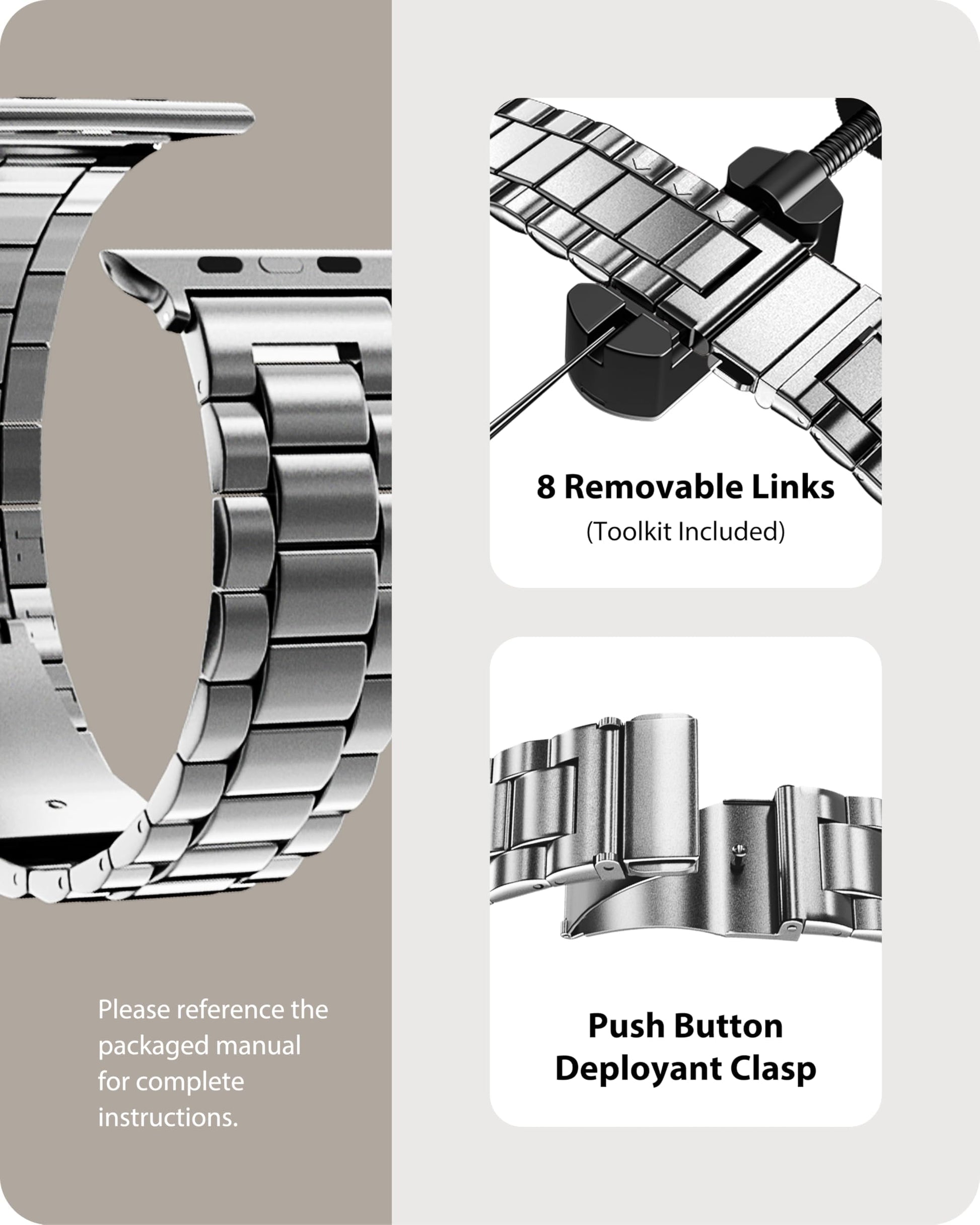 Fullmosa Correa Compatible Con Apple Watch 40mm 42mm（Series 10) 38mm 41mm,Pulsera Acero Inoxidable con Case Para iWatch SE/Series 10/9/8/7/6/5/4/3/2/1,40mm 38mm 41mm Plata