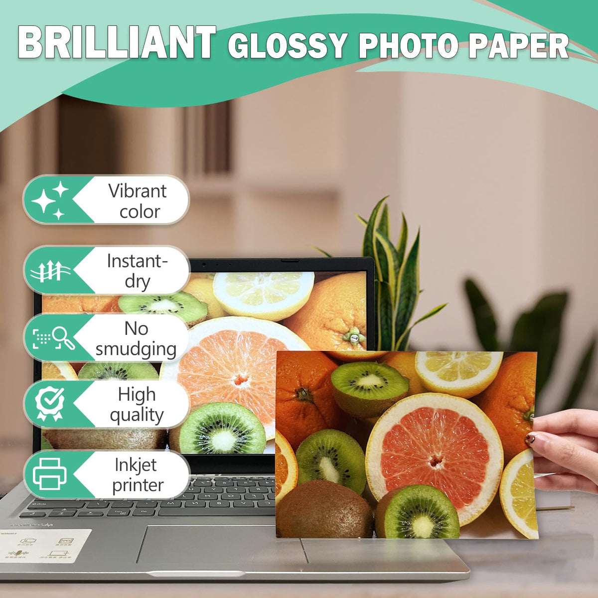 Papel Fotográfico Brillante para Impresora Inkjet, Paquete Variado 3.5x5, 4x6, 5x7, 150 Hojas