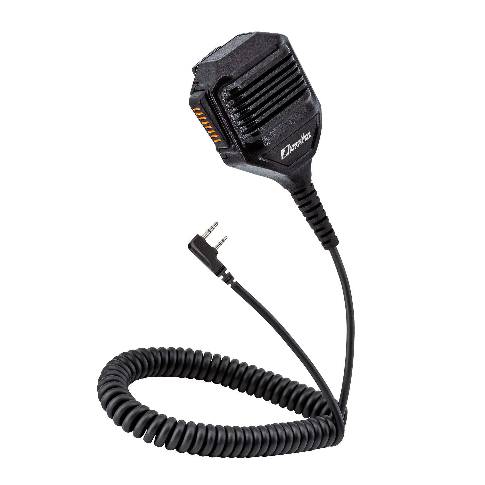 Arrowmax APM450-K2 IP67 - Micrófono de altavoz de hombro impermeable compatible con BaoFeng BTECH UV-5R UV-5RA UV-5RE UV-5R3 BF-F8HP UV-82HP Kenwood Radios de 2 pines NX-1200 NX-1300 NX-P1200 NX-P1300