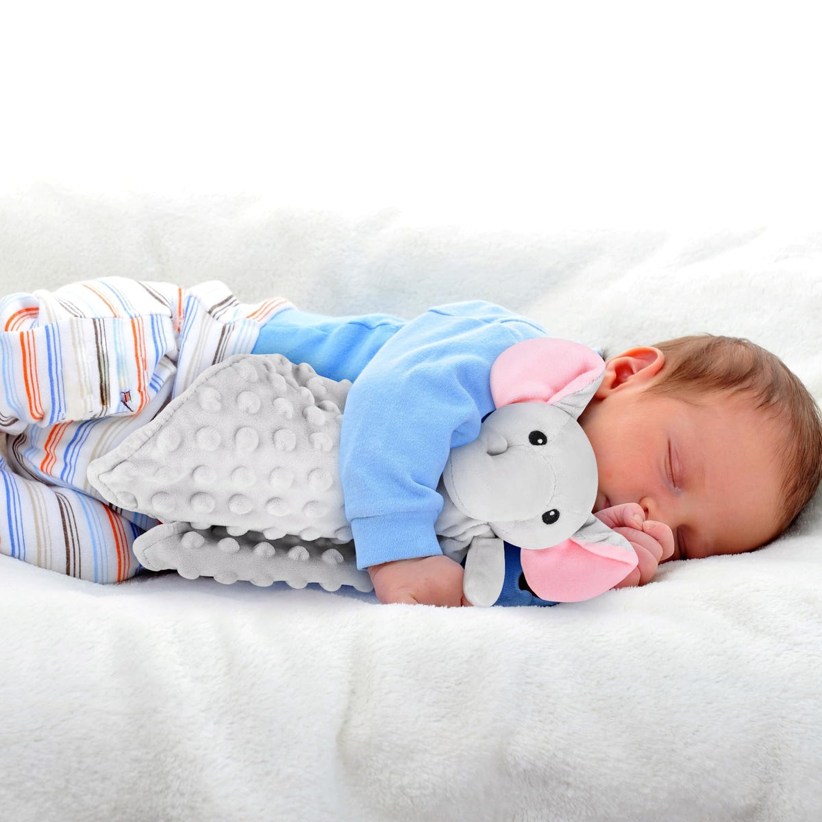 Sprinqdawin Loveys - Manta suave de seguridad para bebés recién nacidos, juguetes de peluche para bebés, mantas de seguridad de elefantes, regalos unisex (elefante gris, 12.4 pulgadas)