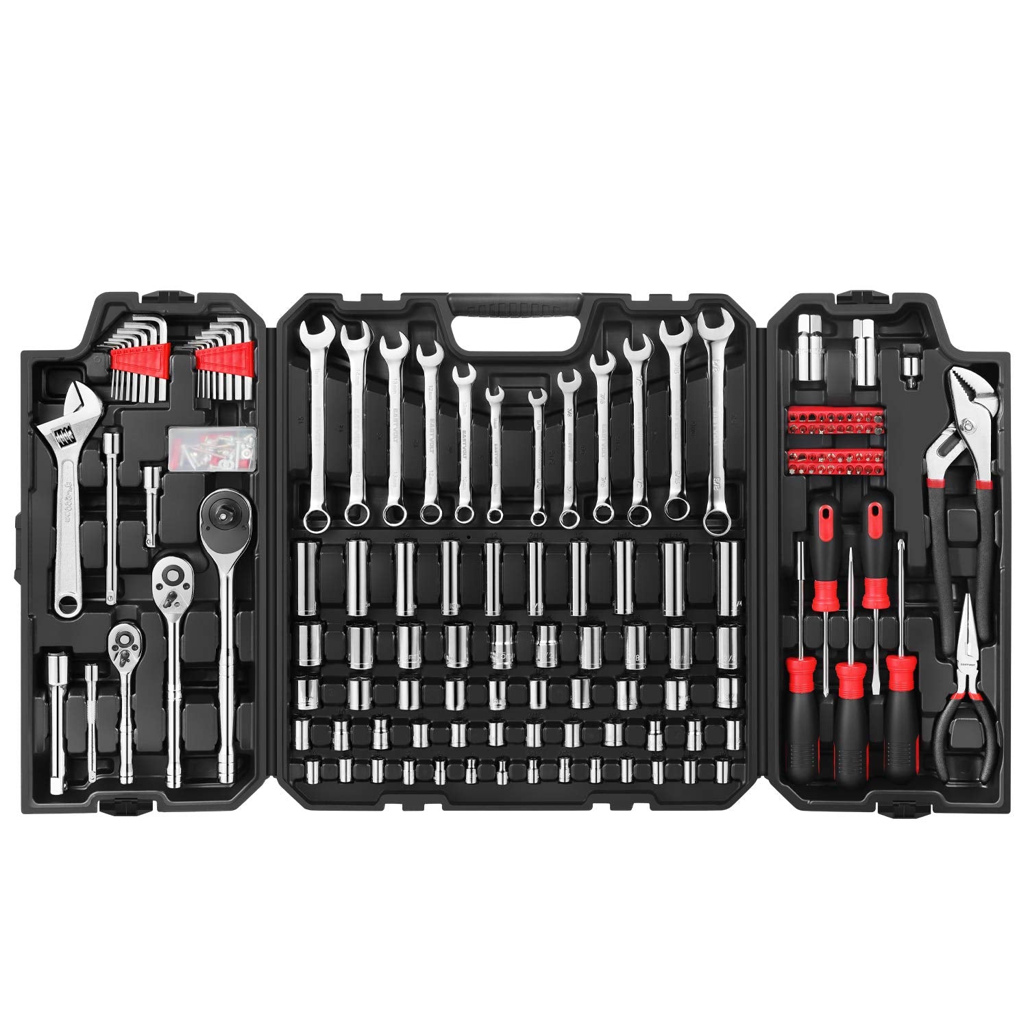 Eastvolt EVHT24801 - Juego de 248 piezas de herramientas de mecánica, sockets y llaves mixtas de uso general, juego de herramientas de reparación automática con estuche de almacenamiento