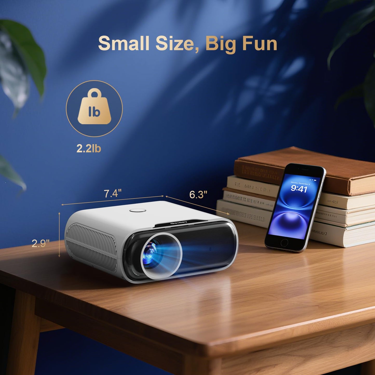 Proyector ANSI 1500 con WiFi y Bluetooth, Goiaey Proyector portátil inteligente compatible con GoogIe TV, aplicaciones oficiales integradas, voz GoogIe, audio DoIby, proyector de película HDMI ARC CEC