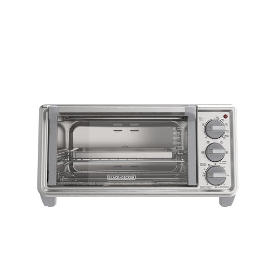 Black+Decker Horno tostador de 4 rebanadas, TO4130-1SDLA con tecnologia Eventoast para un tostado uniforme, 5 Funciones de cocción, 1150 Watts