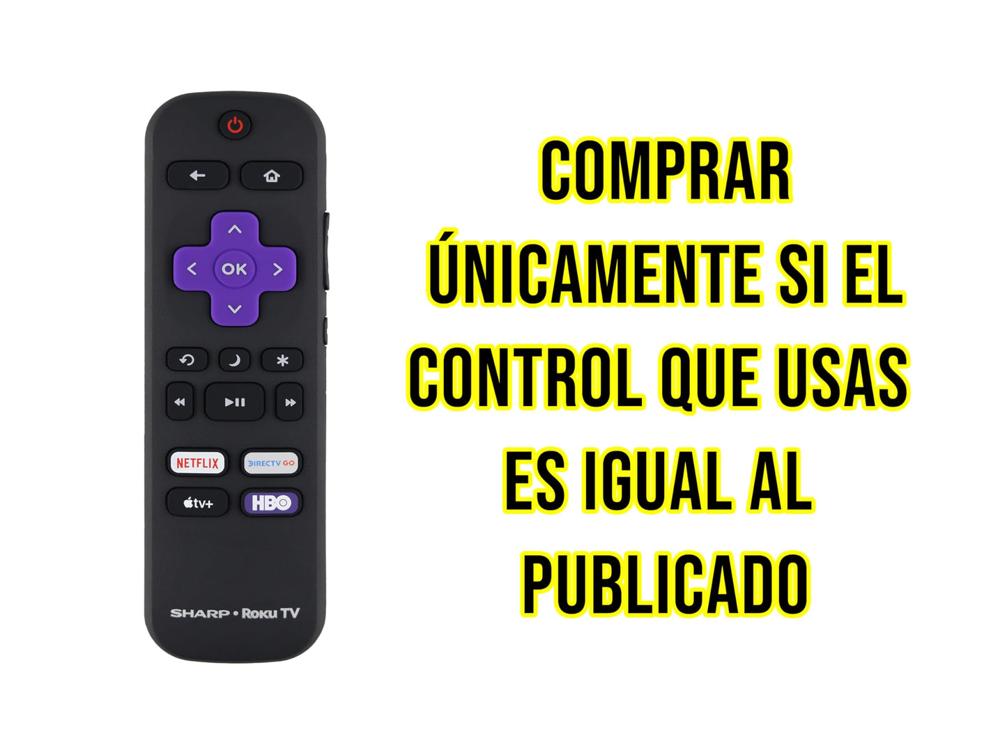 CONTROL EXPERT Control Remoto Compatible con Sharp Roku TV Smart TV