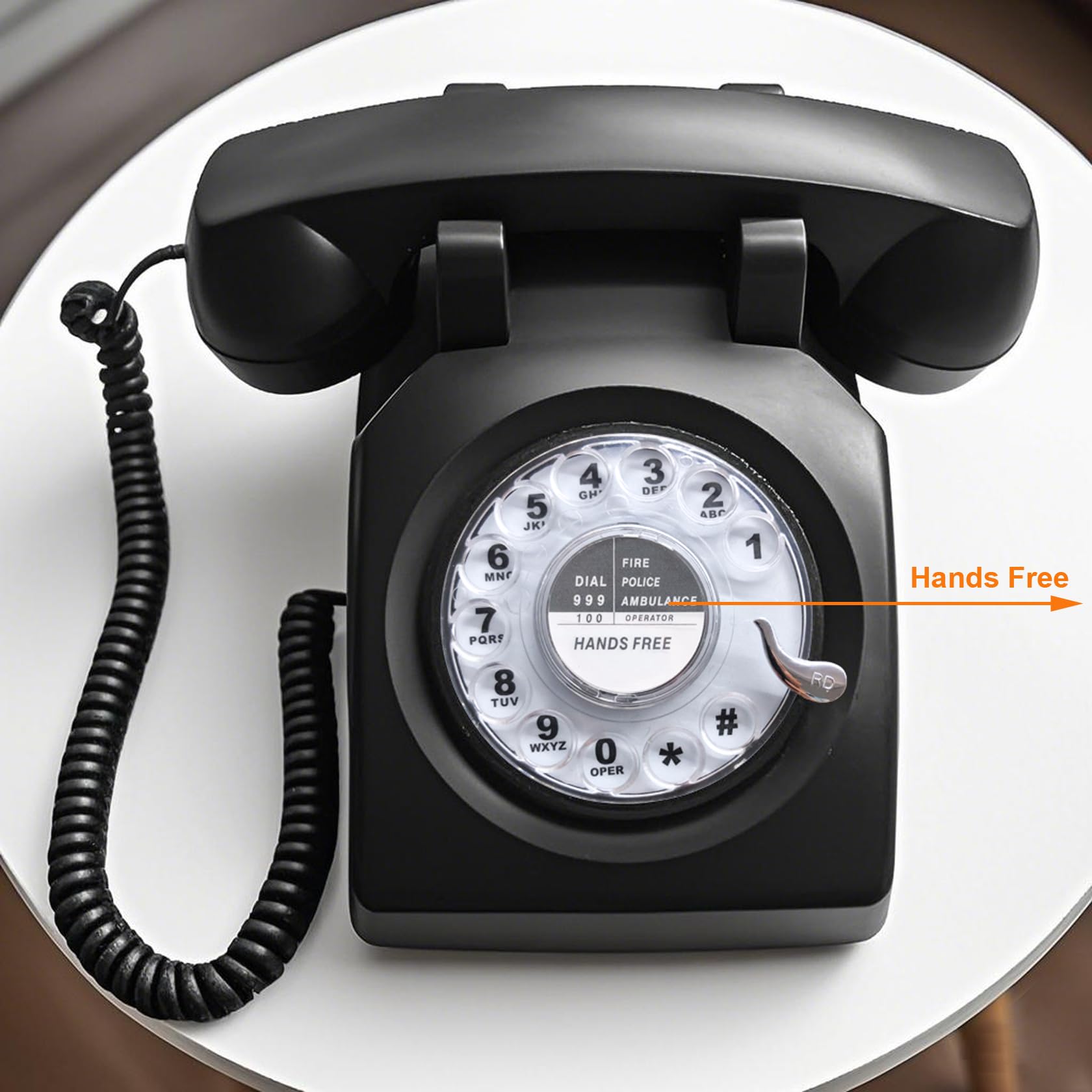 TelPal - Teléfono retro de una sola línea con cable de computadora, esfera giratoria clásica, estilo clásico, manos libres, teléfono fijo para el hogar/oficina/hotel, teléfonos antiguos para personas