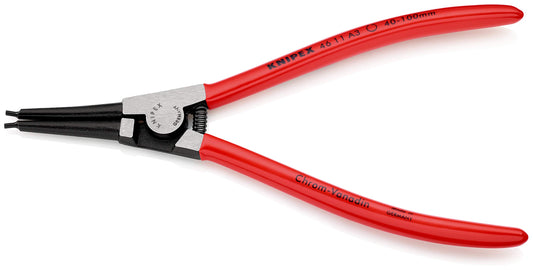 Knipex 46 11 A3 SB Alicate para Arandelas Exteriores en Ejes Atramentado Recubiertos de Plástico, 210 mm, color negro