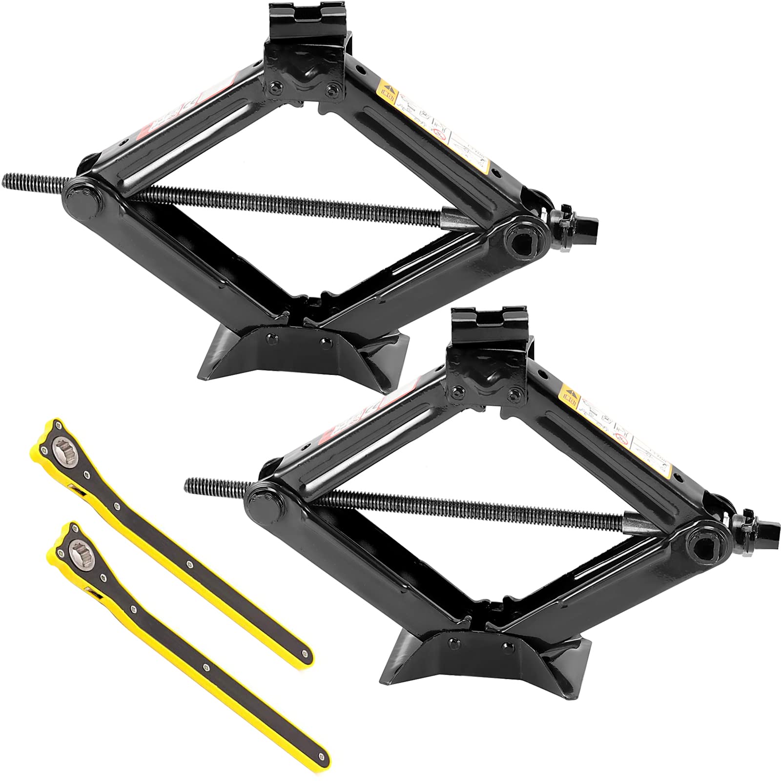 JOIKIT 2 Paquetes de 1,5 toneladas/1499,6 kg de Capacidad, Gato de Coche con 2 Asas de carraca, Elevador de Tijera de Coche para vagón, Furgoneta, SUV, camión, Altura máxima de 15 Pulgadas