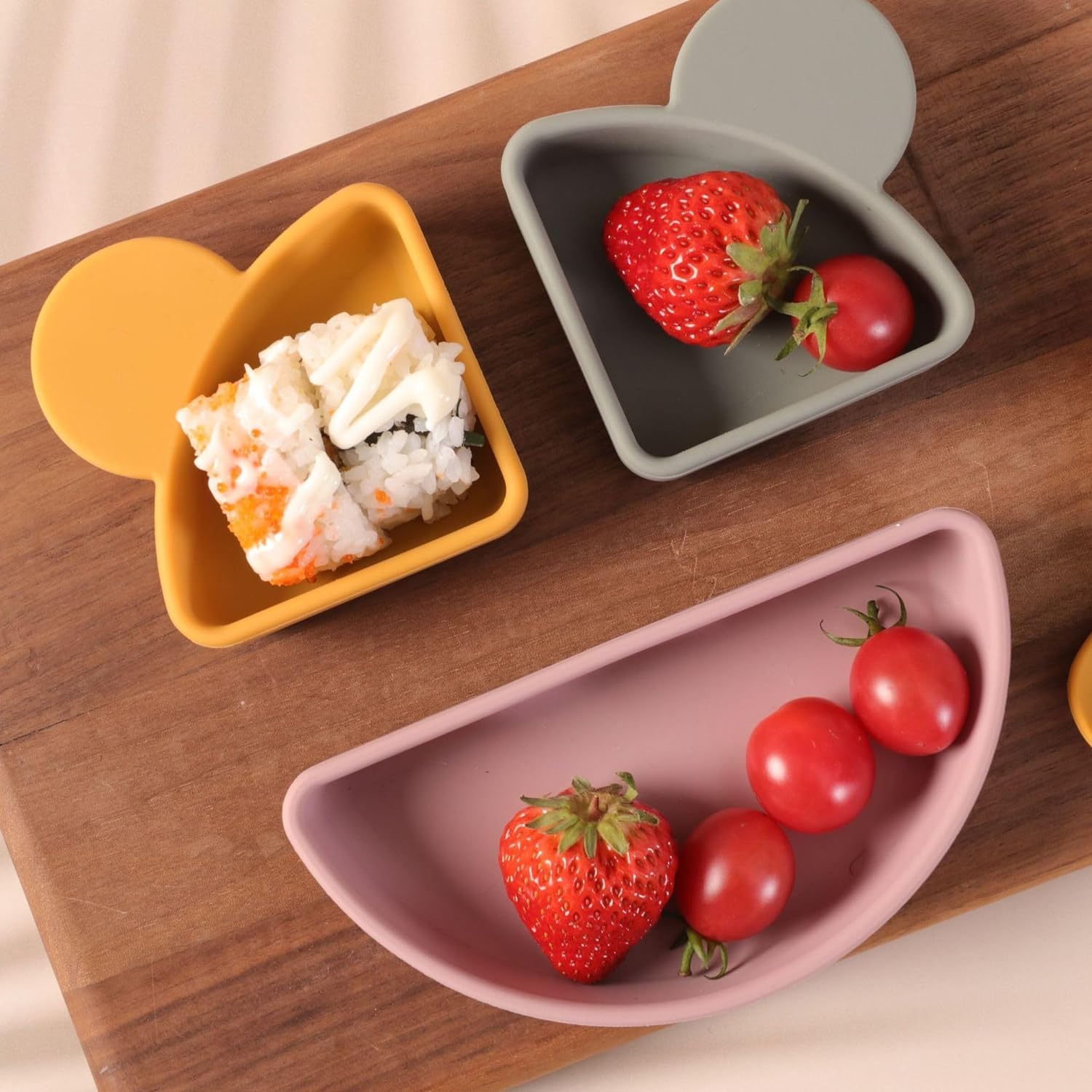 Plato y Cubiertos de Silicona para Niños Azul con Diseño Compartimentado Extraíble