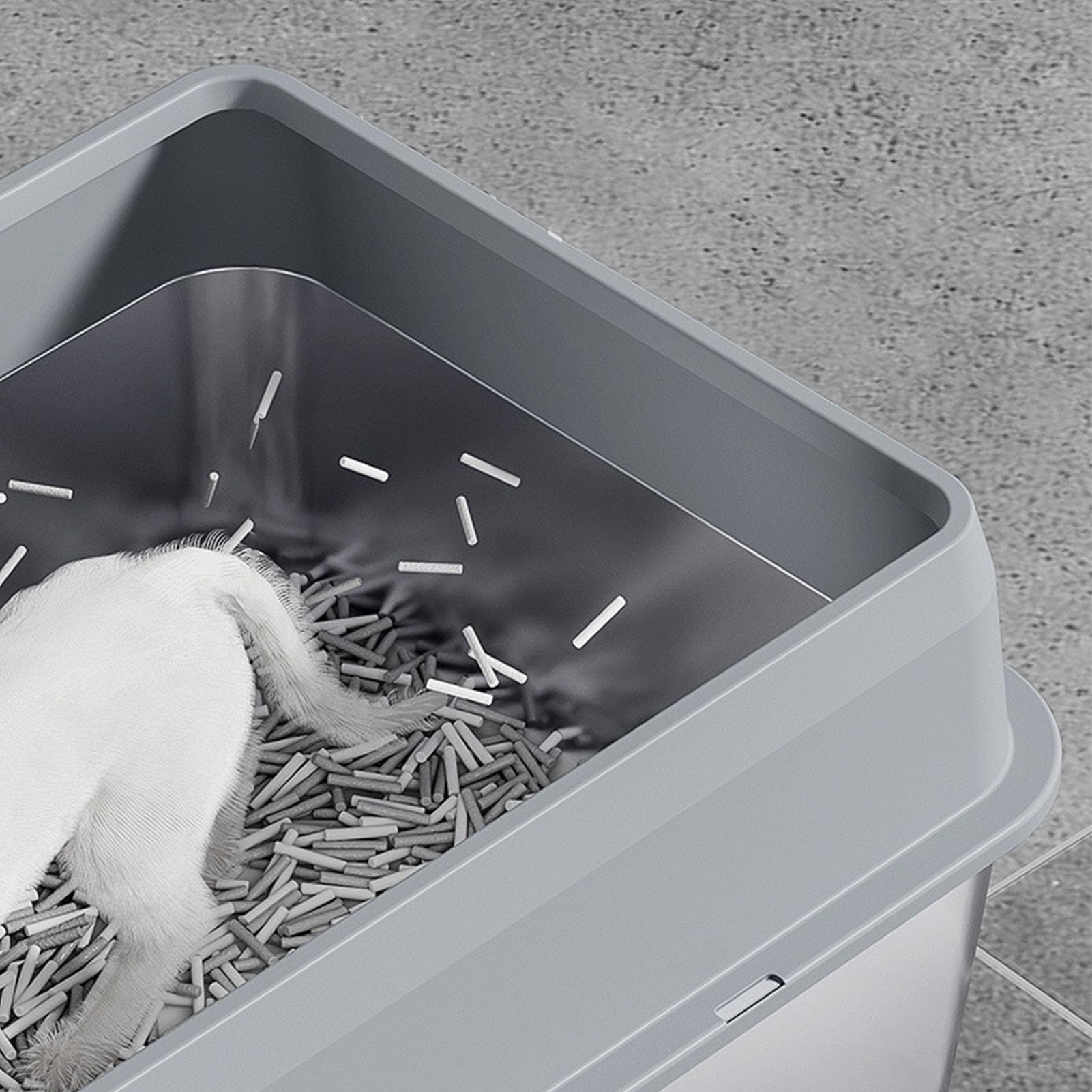 Caja de Acero Inoxidable Antiadherente Zunate Grande con Tapa para Gatos