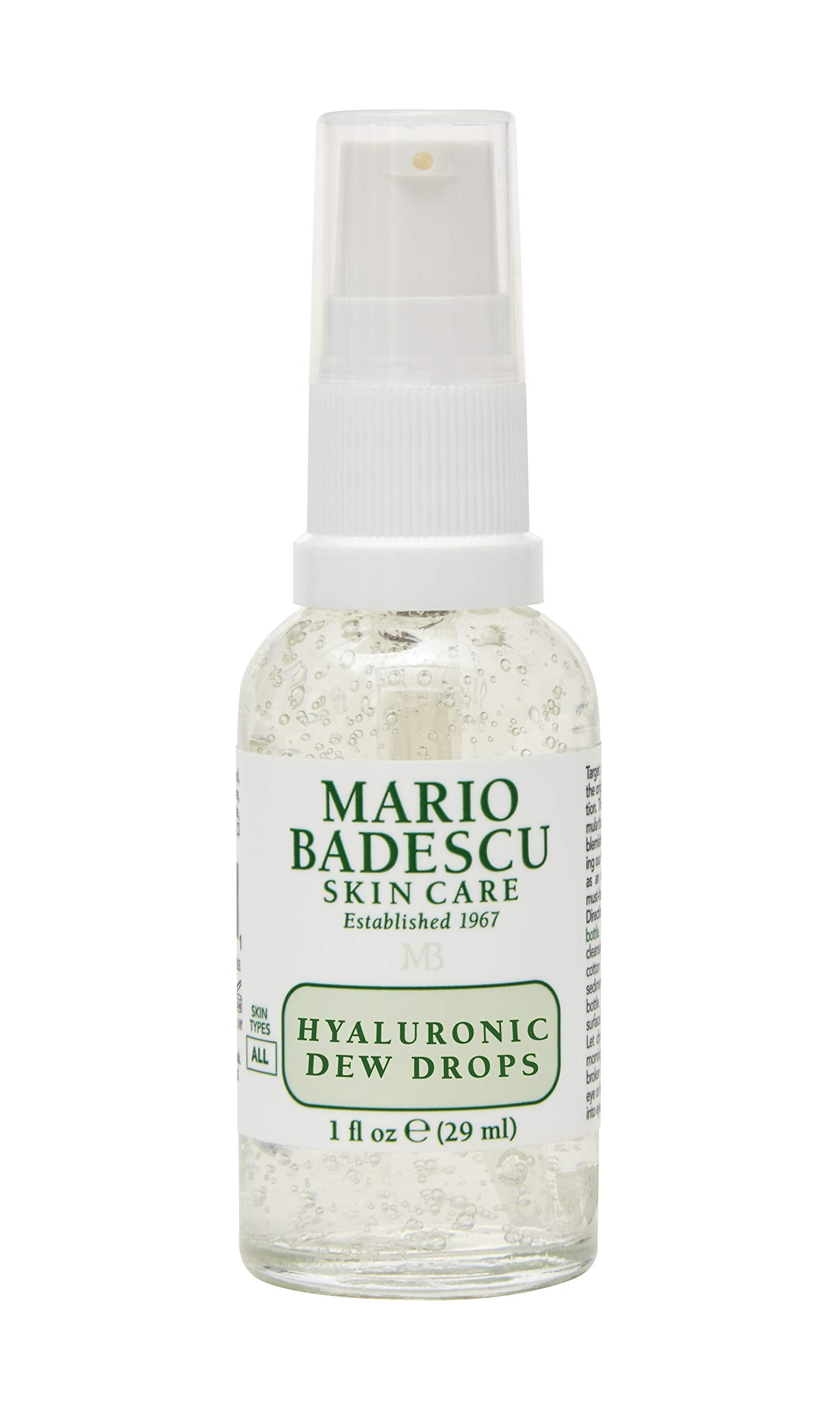 Mario Badescu Gotas de rocío hialurónico para todo tipo de piel – Gel-suero hidratante híbrido con hialuronato de sodio, niacinamida y extractos botánicos para un brillo húmedo y similar al vidrio – 29 ml