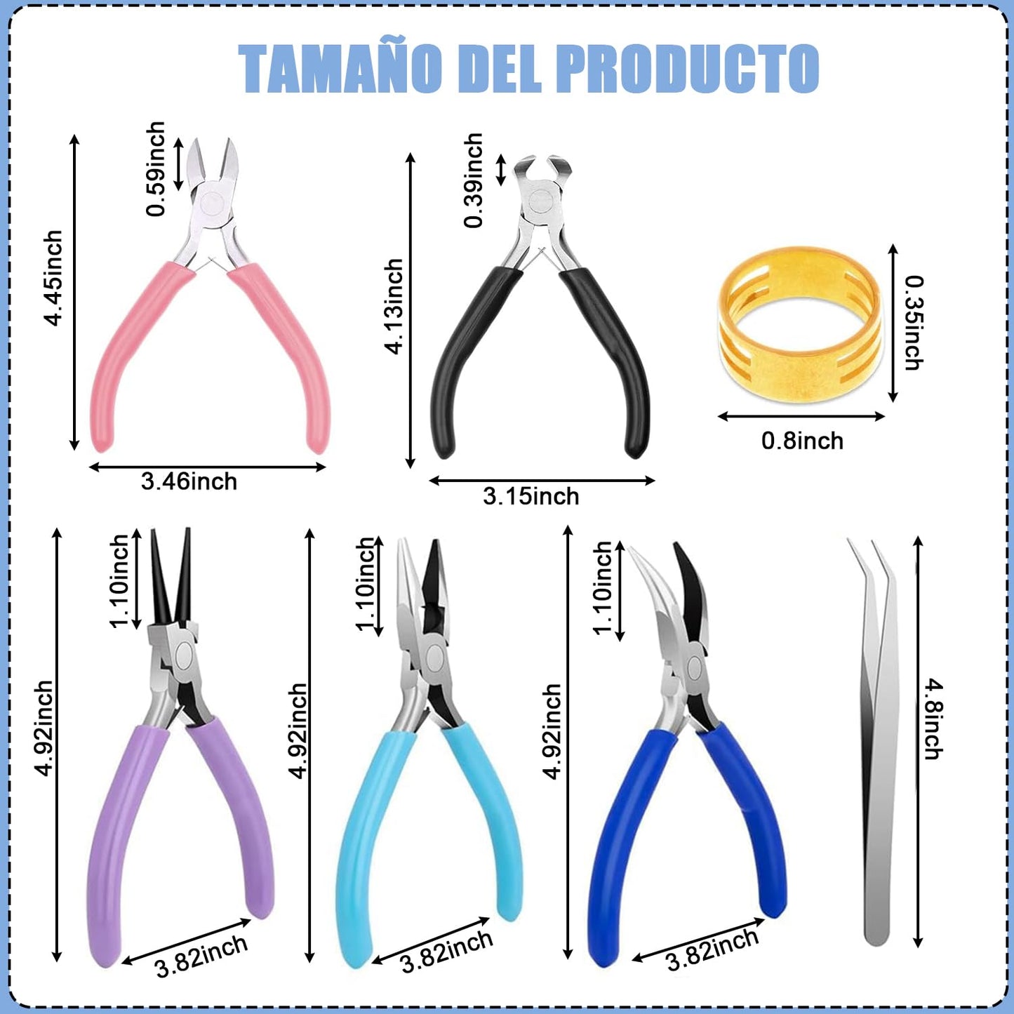 Juego de 7 Alicates para Joyas, Alicates de Joyería, Pinzas para Bisuteria y Joyeria Herramientas, Kit de Fabricación de Joyas para Suministros de Fabricación de Joyas