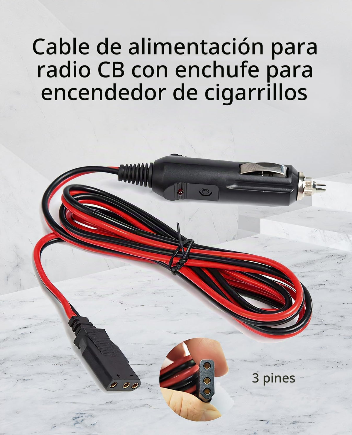 Cable de Alimentación Cobra Negro Alta Resistencia 16AWG 59 Pulgadas Compatible con Radio CB
