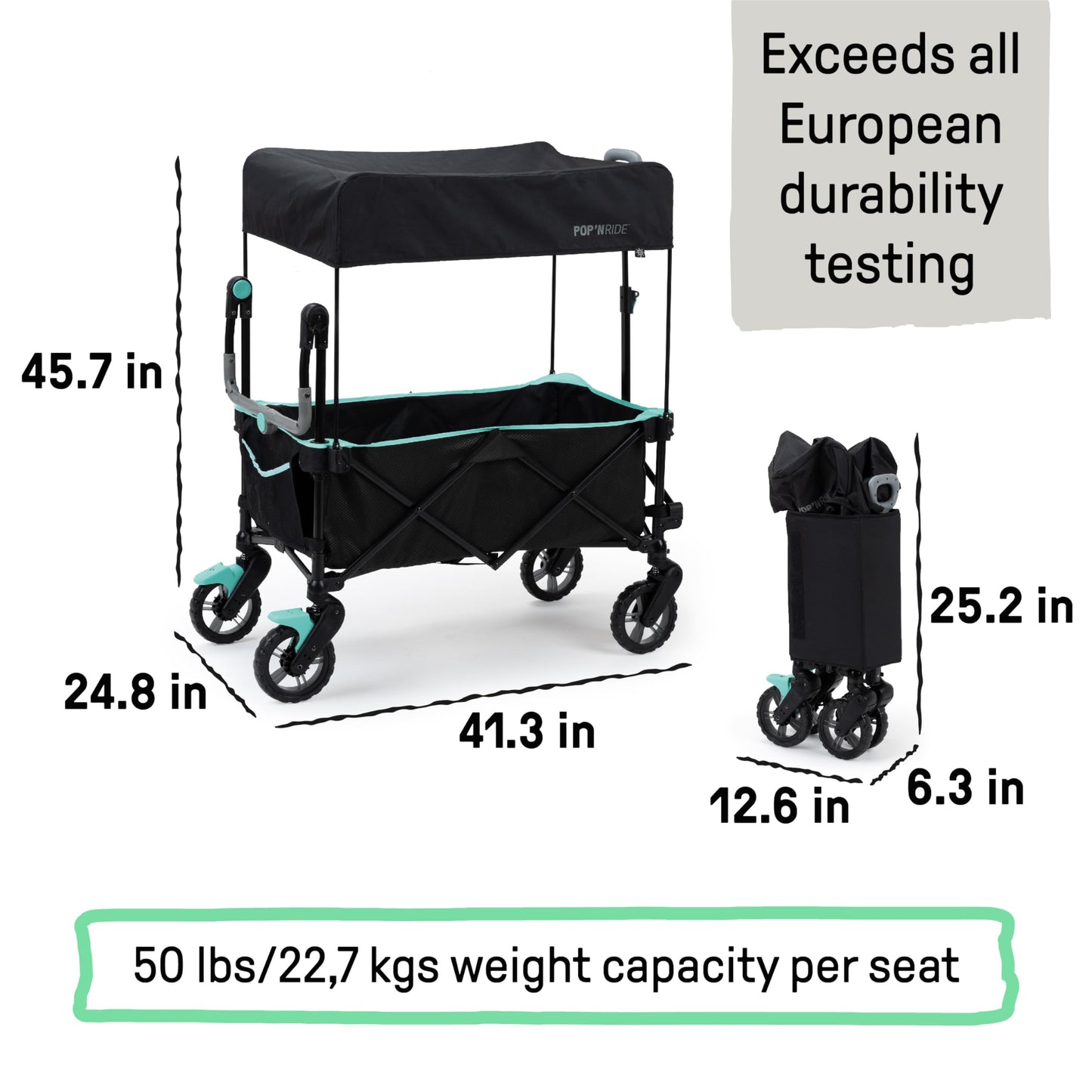 Cochecito Transportador Summer by Ingenuity Negro Verde Azulado con Techo para Bebés