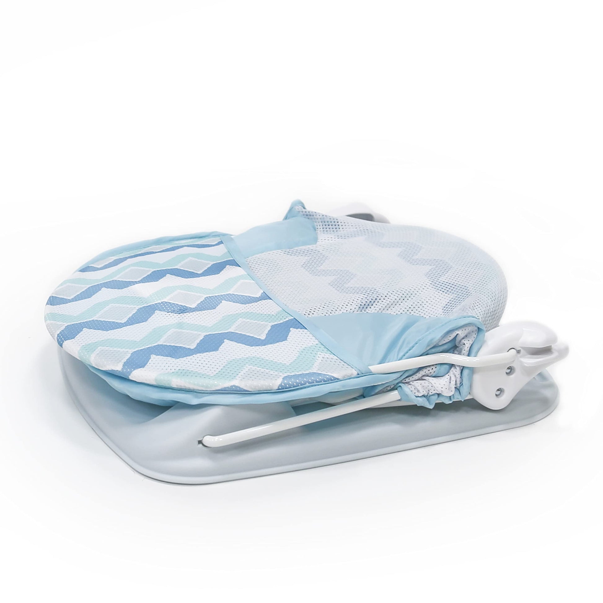 Summer Infant Deluxe - Asiento de baño para bebé, soporte ajustable para fregadero o tina, incluye 3 posiciones reclinables, ondas geográficas