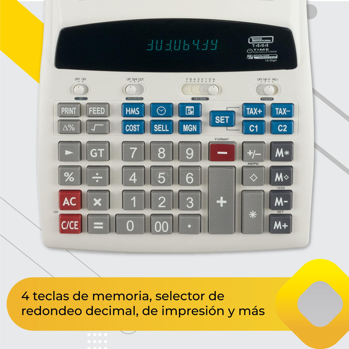 Calculadora de Escritorio Printaform Pantalla Luminosa con Impresora para Trabajo Rudo