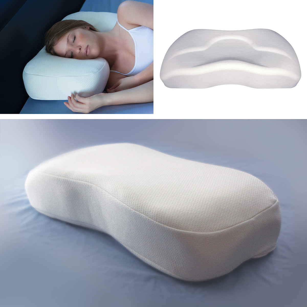 Almohada Memory Foam SleepRight Azul para Dormir de Lado