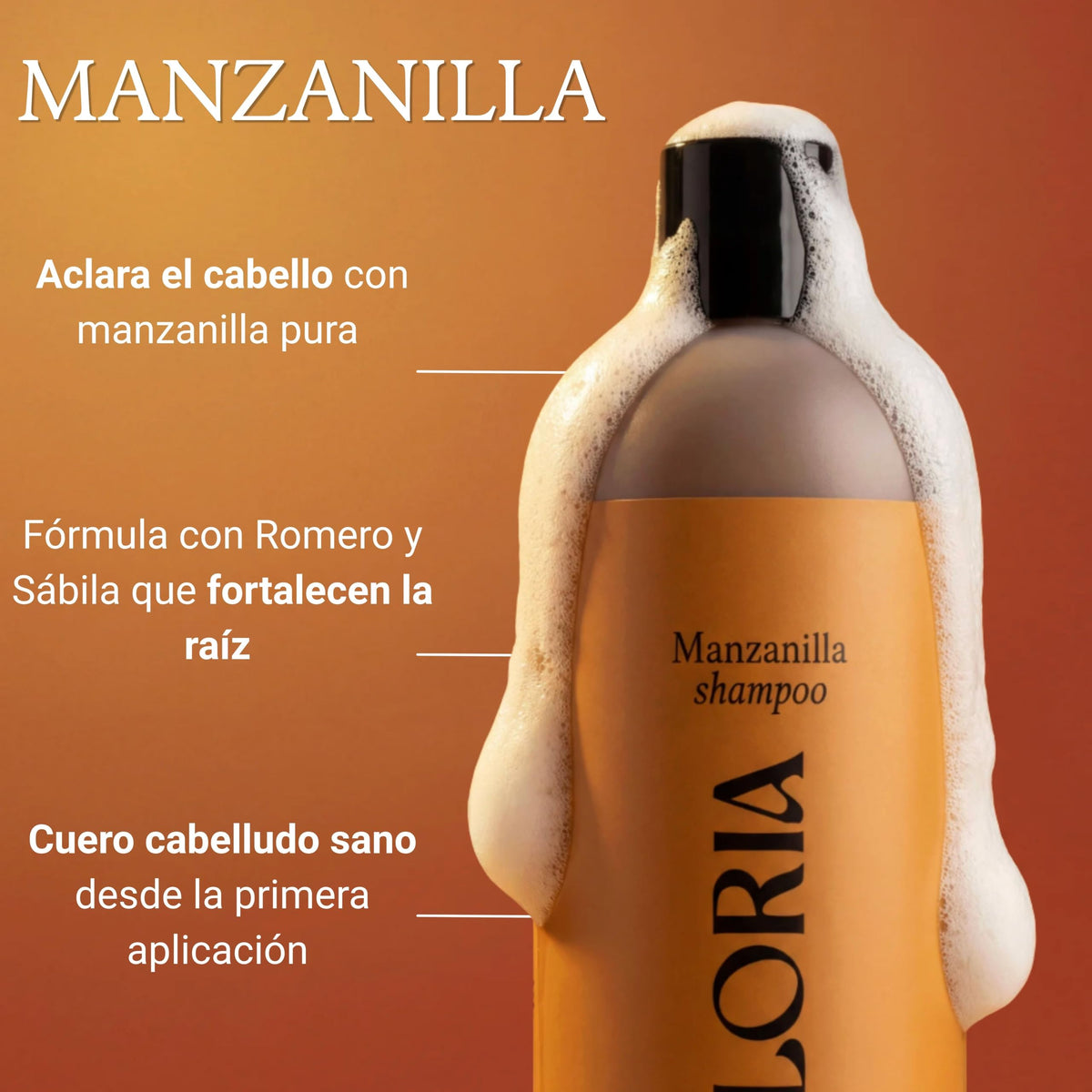 Avaloria Shampoo de Manzanilla Sin Sulfatos, Parabenos ni Sales – para Brillo y Anticaída – Extracto 100% Natural con 10 Hierbas – Hidratación, Brillo y Crecimiento – Herbal - 480 ml