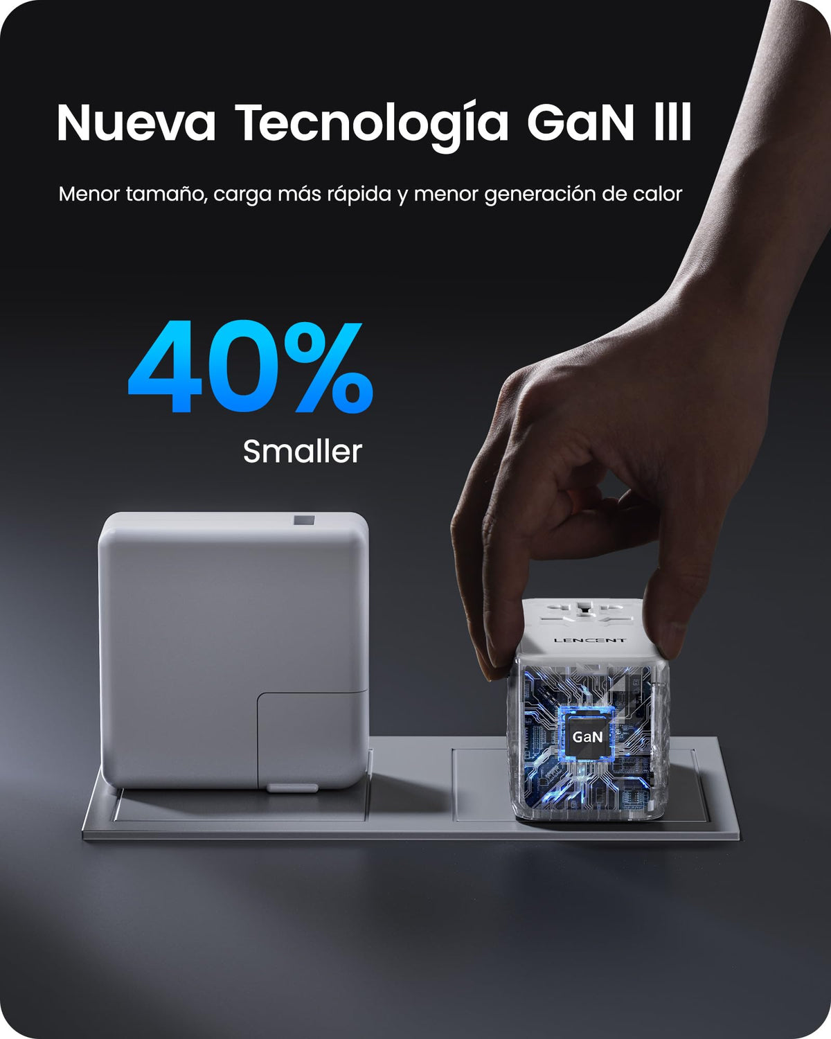 Adaptador Universal de Viaje LENCENT Negro con USB de 120W