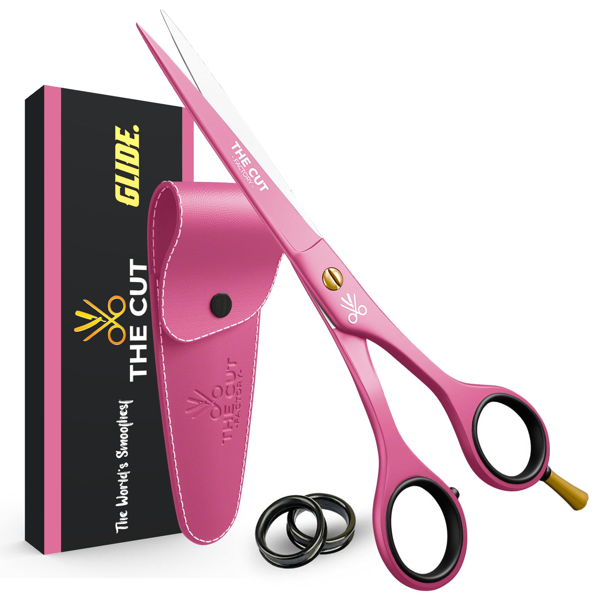 THE CUT - FACTORY - Tijeras para el cabello y tijeras de barbero profesionales - 6 pulgadas de acero inoxidable de primera calidad con hojas de borde de navaja suave - Uso para salón y uso personal