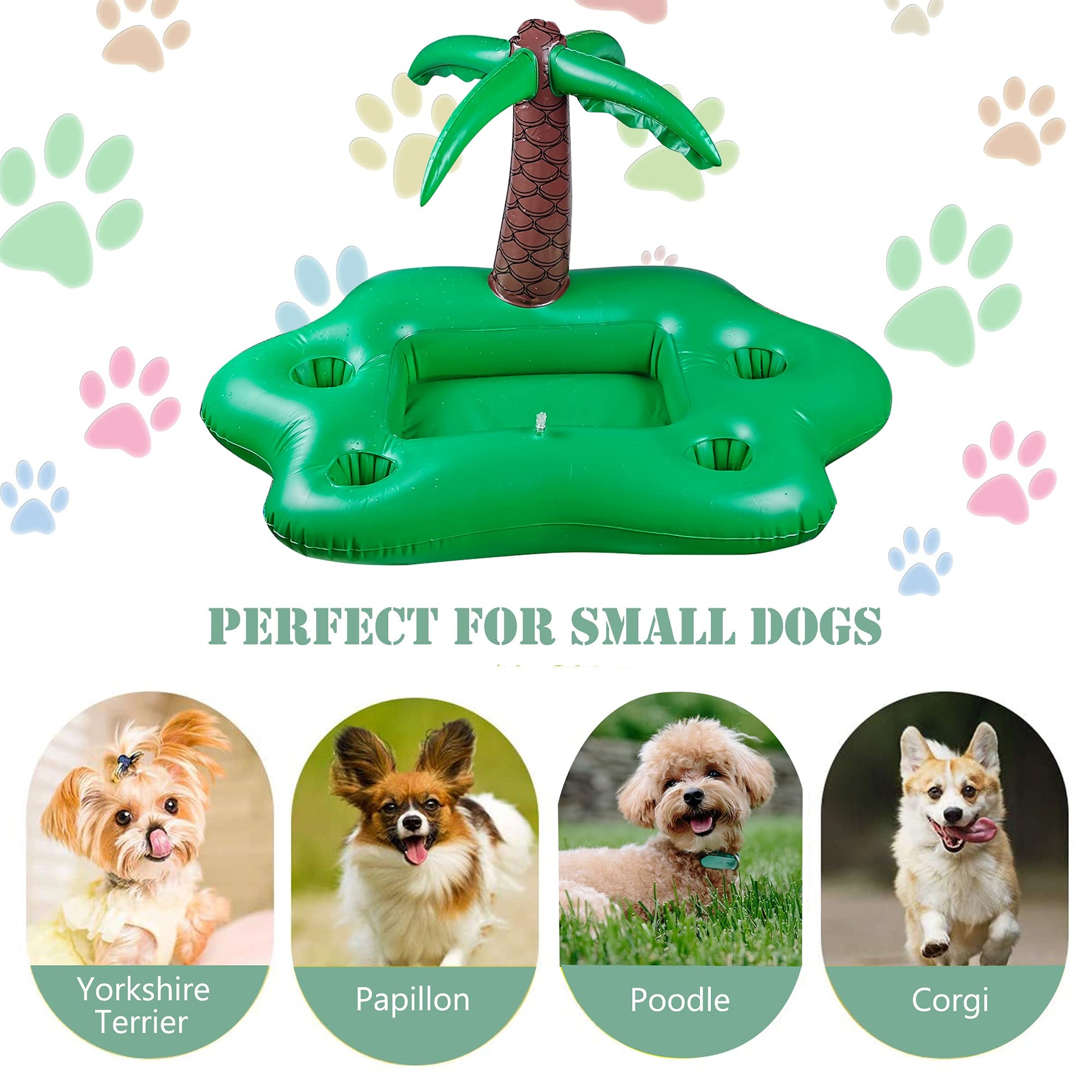 KUCDBUN Juego de flotadores de piscina para perros, disco de anillo volador interactivo, juguete flotante no tóxico para perros pequeños, cachorros y perros, árbol de coco